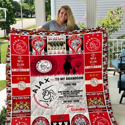 Afc Ajax Quilt Blanket To My Grandson- Love Grandpa and Home Decor