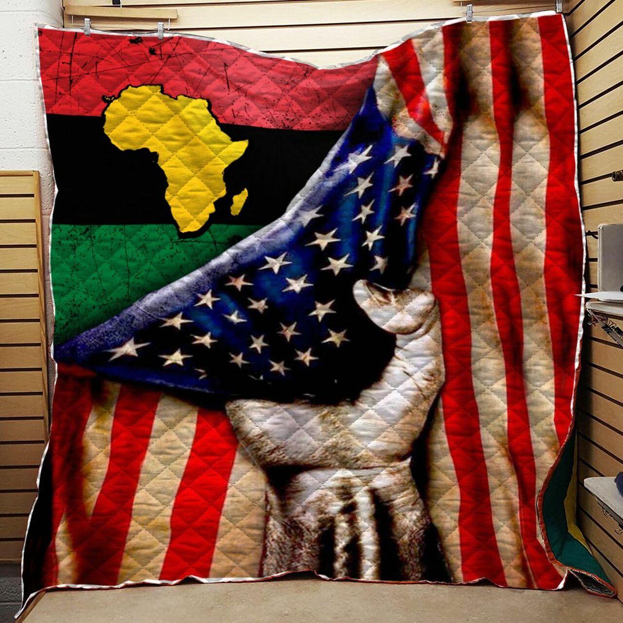 African America Us Flag African Quilt Blanket Dhc0102422Td and Home Decor