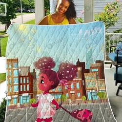 African American For My Daughter Go To School Afro Bubble Girl TH2309009CL Quilt Blanket and Home Decor