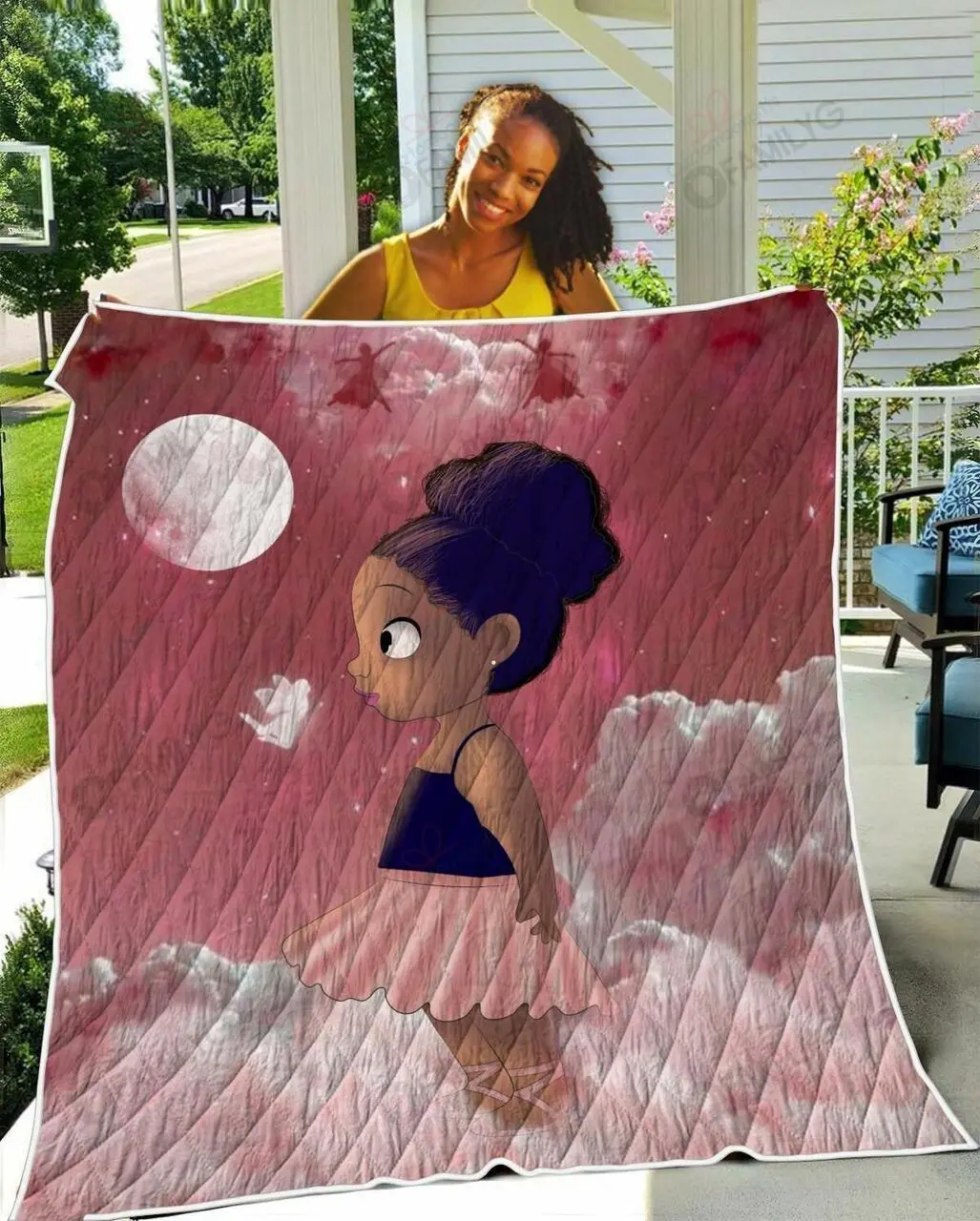 African American Kid I Love You To The Moon And Back TH2309012CL Quilt Blanket and Home Decor