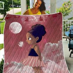 African American Kid I Love You To The Moon And Back TH2309012CL Quilt Blanket and Home Decor