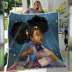 African Black Daughter Quilt  Melanin Poppin Adorable Daughter Premium Quilt Blanket and Home Decor