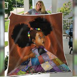 African Black Kid Quilt  Colorful Melanin Poppin Adorable Kid Premium Quilt Blanket and Home Decor