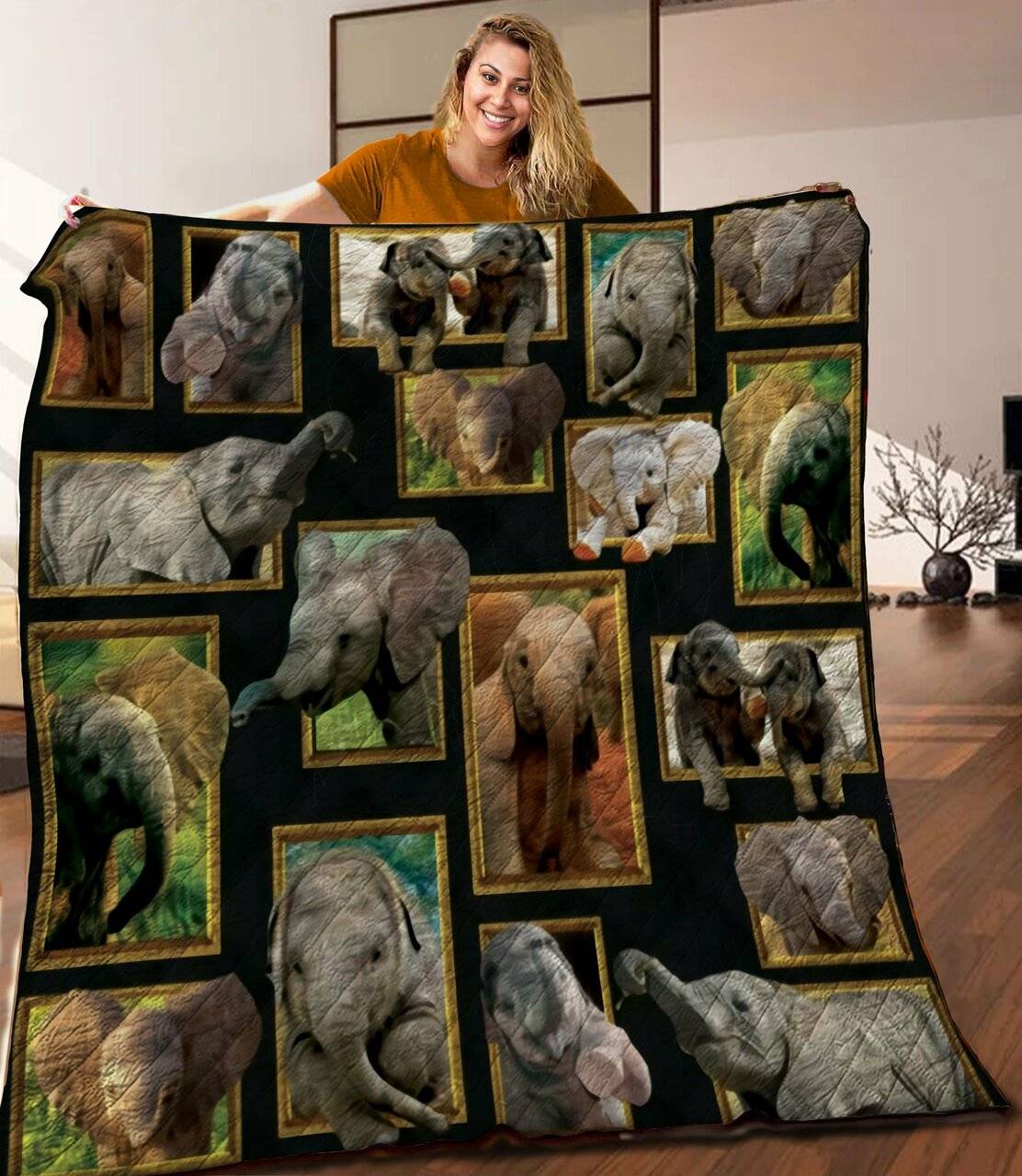 African Elephant Quilt Blanket C9B300501Pt and Home Decor