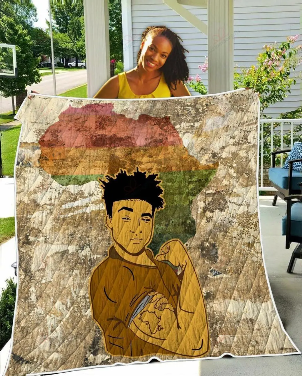 African Pride Black Men TH2309029CL Quilt Blanket and Home Decor
