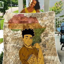 African Pride Black Men TH2309029CL Quilt Blanket and Home Decor