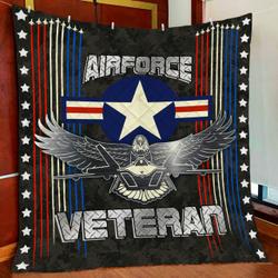 Air Force Veteran American Quilt Blanket and Home Decor