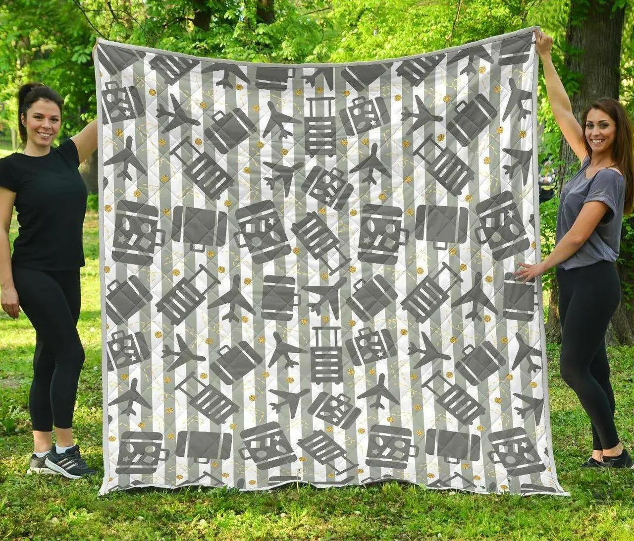 Airplane Luggage Cl12100008Mdq Quilt Blanket and Home Decor