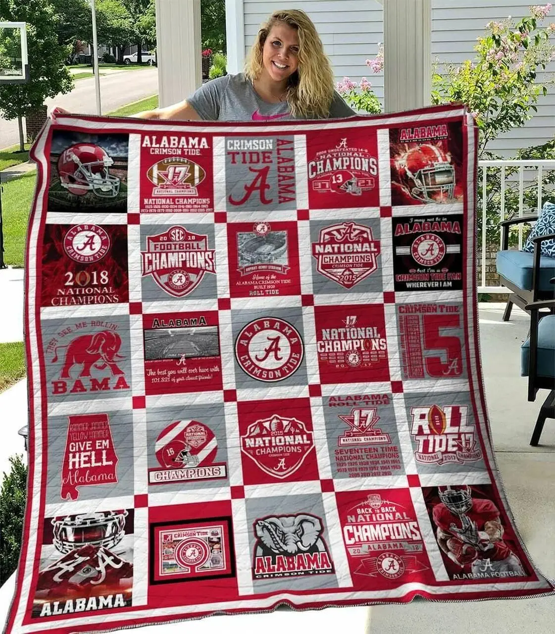 Alabama Crimson Tide Ver1 Quilt Blanket and Home Decor