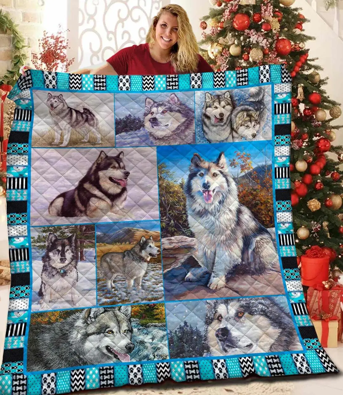 Alaskan Malamute Dog Jfj Quilt Xc and Home Decor