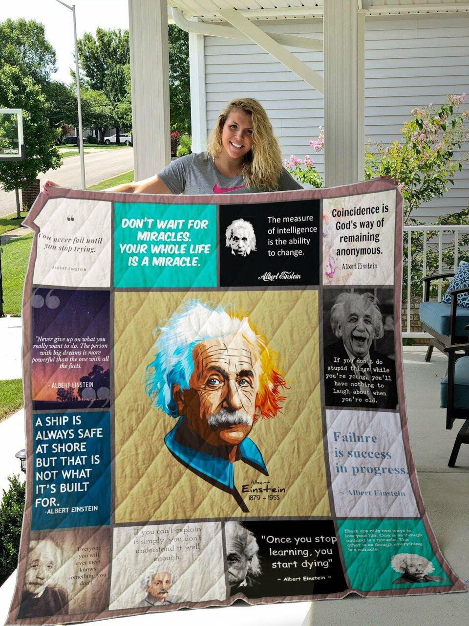 Albert Einstein Quilt Blanket 01 and Home Decor