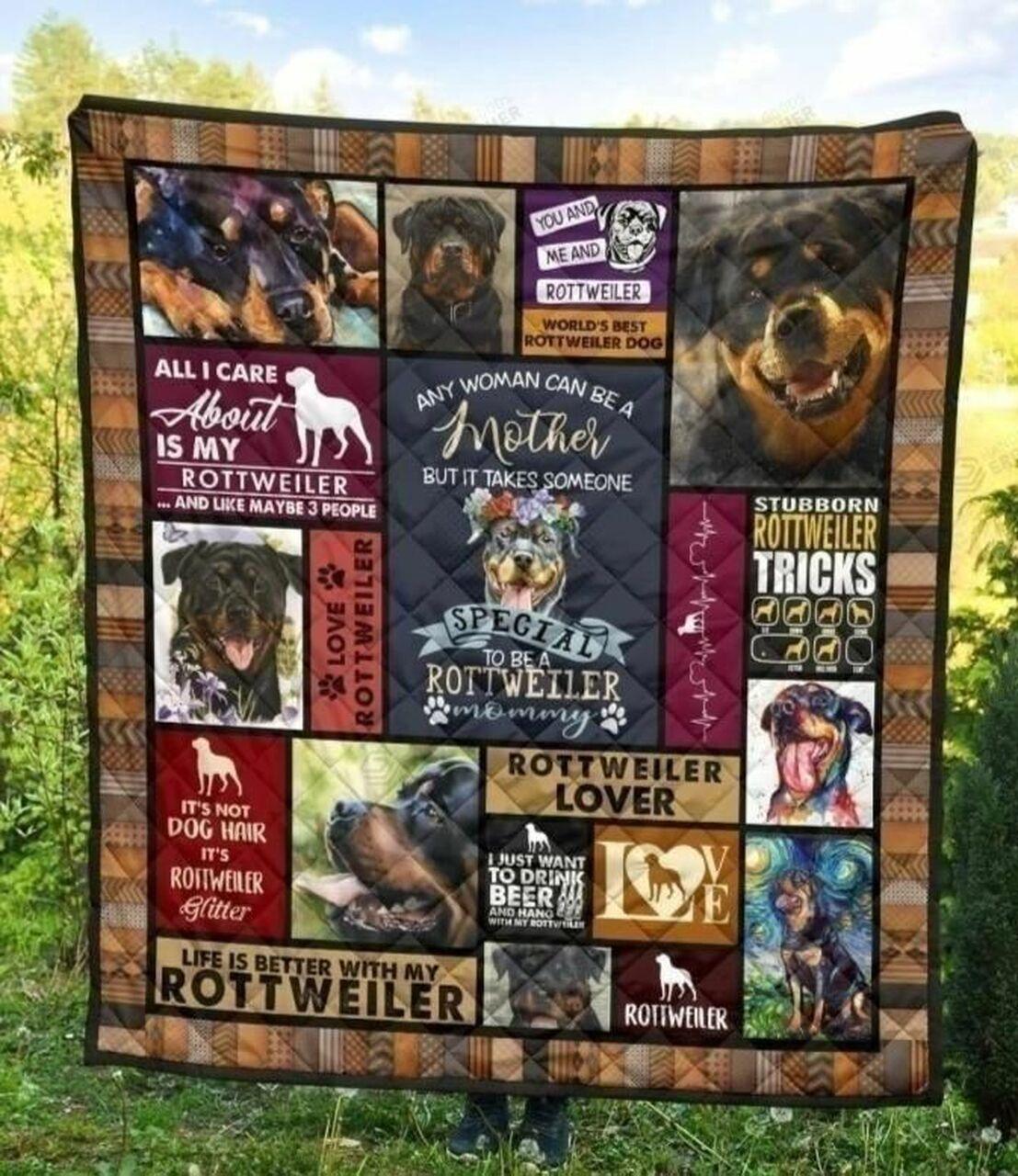 All I Care About Is My Rottweiler Quilt Blanket Great Customized Blanket Gifts For Birthday Christmas Thanksgiving and Home Decor