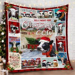 All I Want For Christmas Is A Cow Quilt Blanket Trl465 and Home Decor