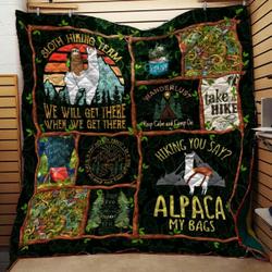 Alpaca Sloth Hiking Team We Will Get There When We Get There Quilt Blanket Great Customized Blanket Gifts For Birthday Christmas Thanksgiving and Home Decor