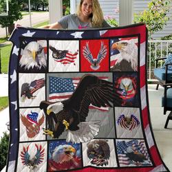 American Eagle Quilt Blanket Great Customized Blanket Gifts For Birthday Christmas Thanksgiving      and Home Decor