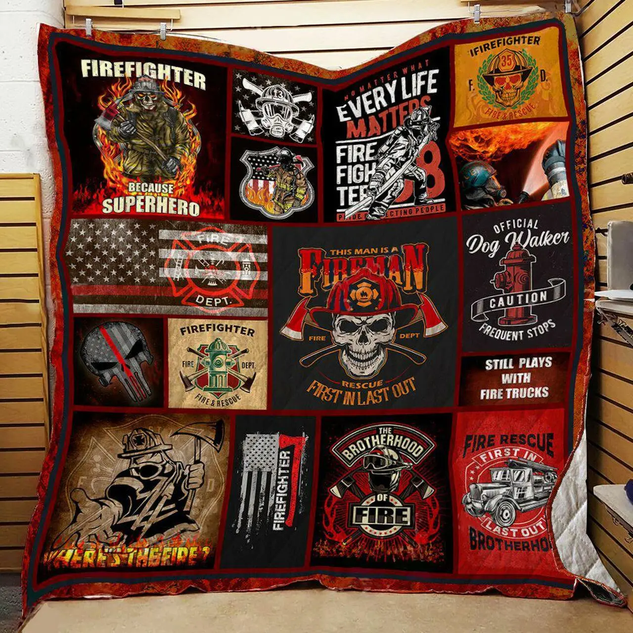 American Firefighter Quilt Tt36Mk-0608 Quilt and Home Decor