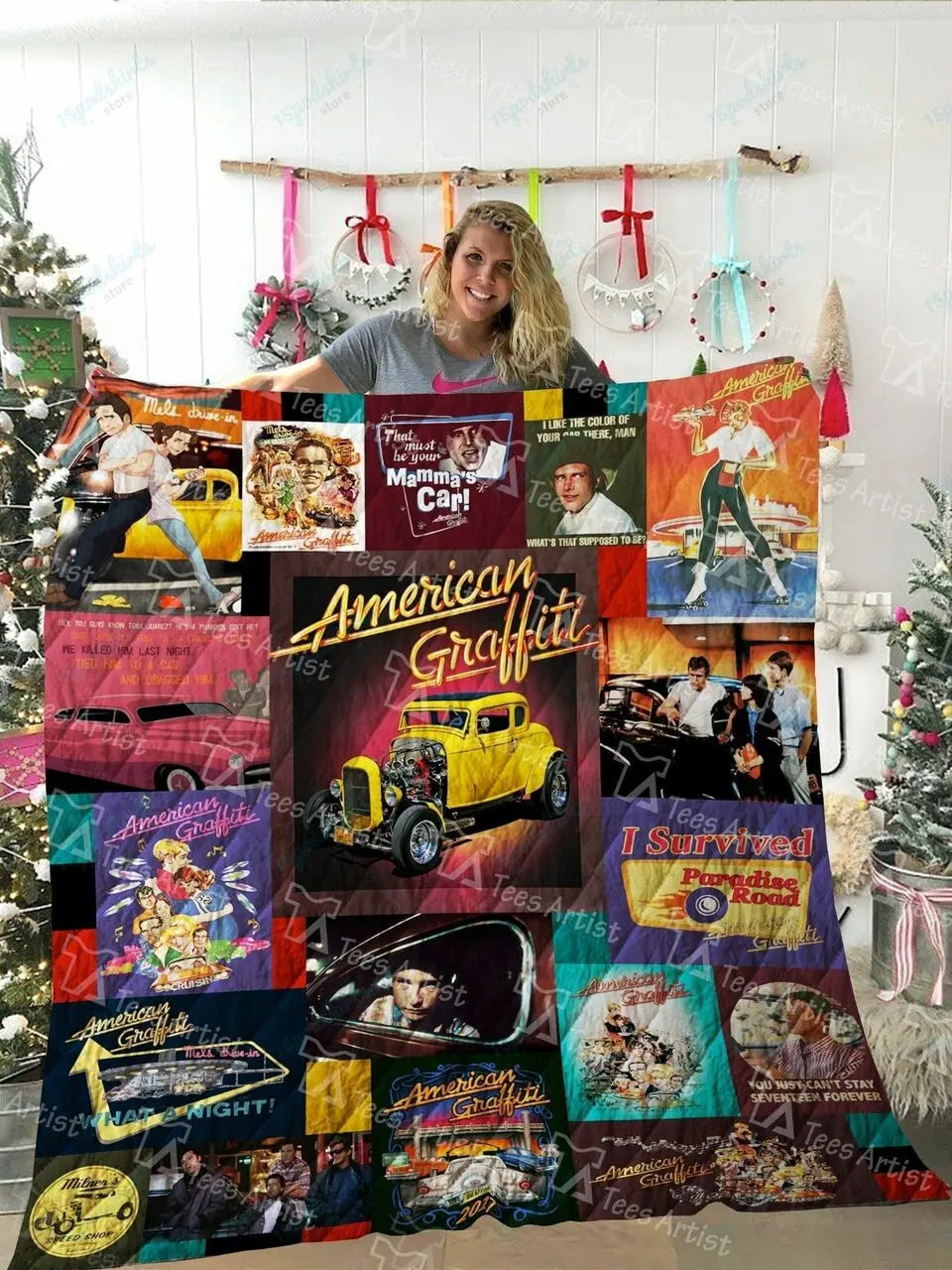 American Graffiti Quilt Blanket 02063 and Home Decor