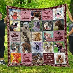 American Pitbull Born To Be Happy Quilt Blanket Dhc020120333Td and Home Decor