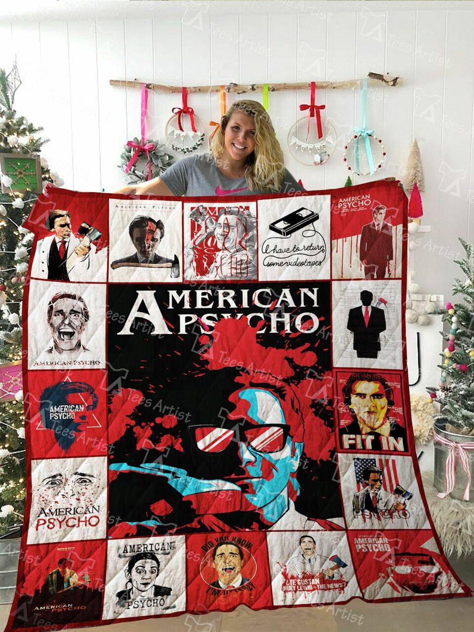 American Pyscho Quilt Blanket and Home Decor