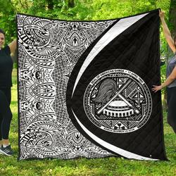 American Samoa Coat Of Arms Polynesian Premium Quilt  Circle Style  01 J2  Quilt and Home Decor