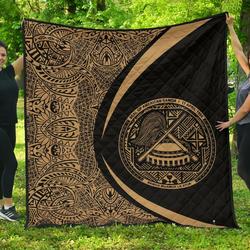American Samoa Coat Of Arms Polynesian Premium Quilt  Circle Style  02 J2  Quilt and Home Decor