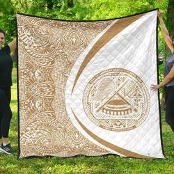 American Samoa Coat Of Arms Polynesian Premium Quilt  Circle Style  03 J2  Quilt and Home Decor