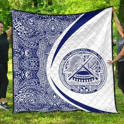 American Samoa Coat Of Arms Polynesian Premium Quilt  Circle Style  05 J2  Quilt and Home Decor