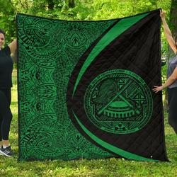 American Samoa Coat Of Arms Polynesian Premium Quilt  Circle Style  06 J2  Quilt and Home Decor