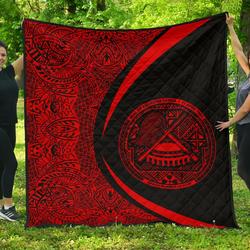 American Samoa Coat Of Arms Polynesian Premium Quilt  Circle Style  07 J2  Quilt and Home Decor