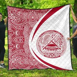 American Samoa Coat Of Arms Polynesian Premium Quilt  Circle Style  08 J2  Quilt and Home Decor