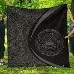 American Samoa Coat Of Arms Polynesian Premium Quilt  Circle Style  09 J2  Quilt and Home Decor