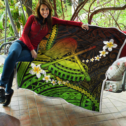 American Samoa Polynesian Seal Of With Plumeria Flowers Quilt and Home Decor
