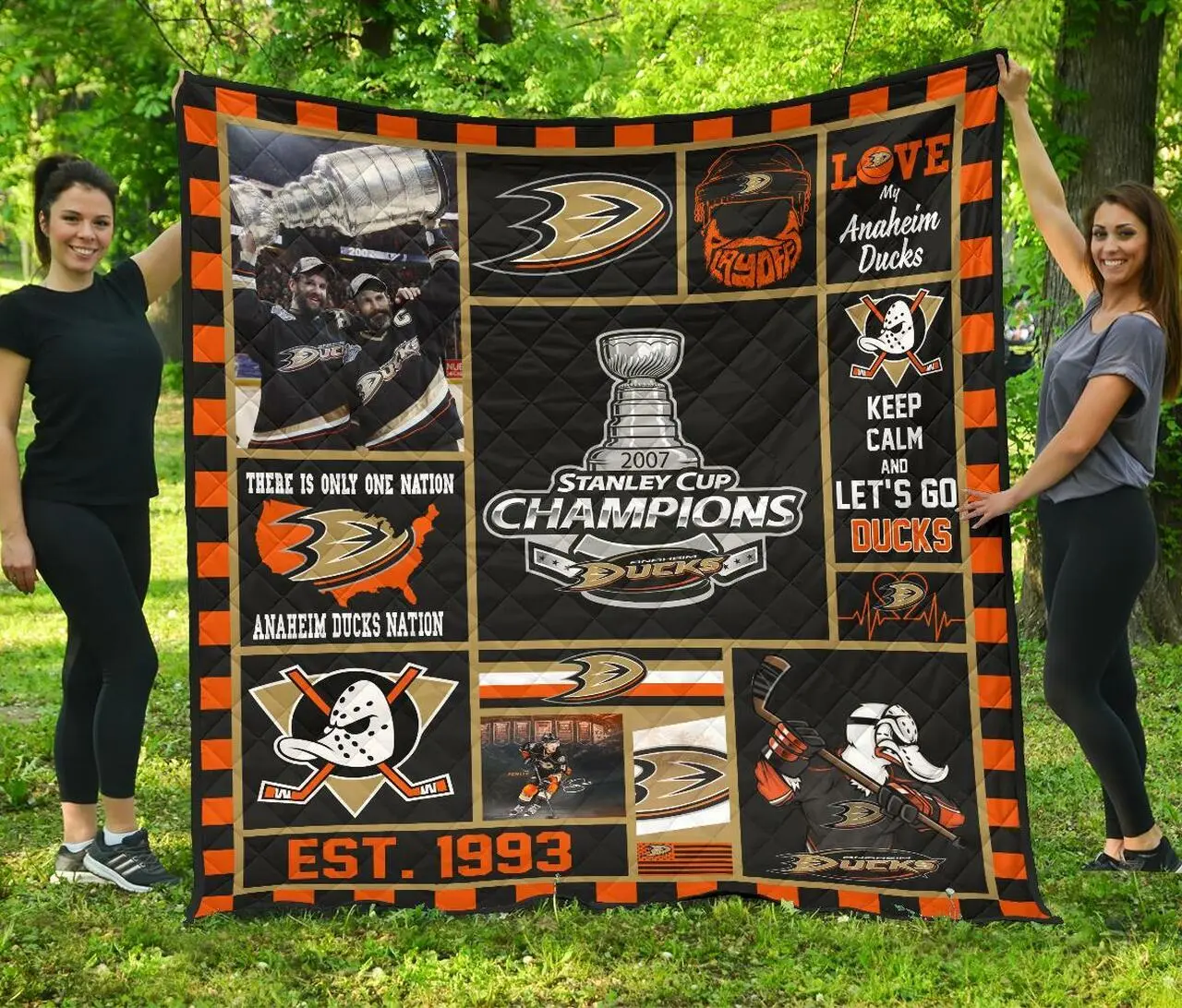 Anaheim Ducks Hockey Quilt Blanket and Home Decor