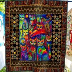 Ancient Paint Cat Quilt Blanket  Quilt and Home Decor