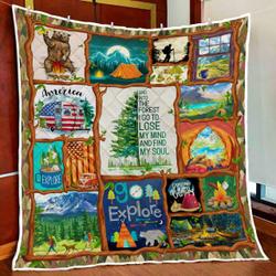 And Into The Forest I Go Camping Quilt Blanket and Home Decor