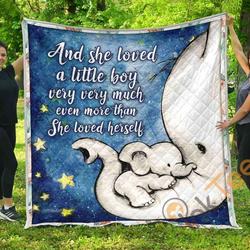 And She Loved Little Girl Mom Premium Blanket TH0509 Quilt and Home Decor
