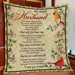 Angel Husband Cardinal Quilt Blanket and Home Decor