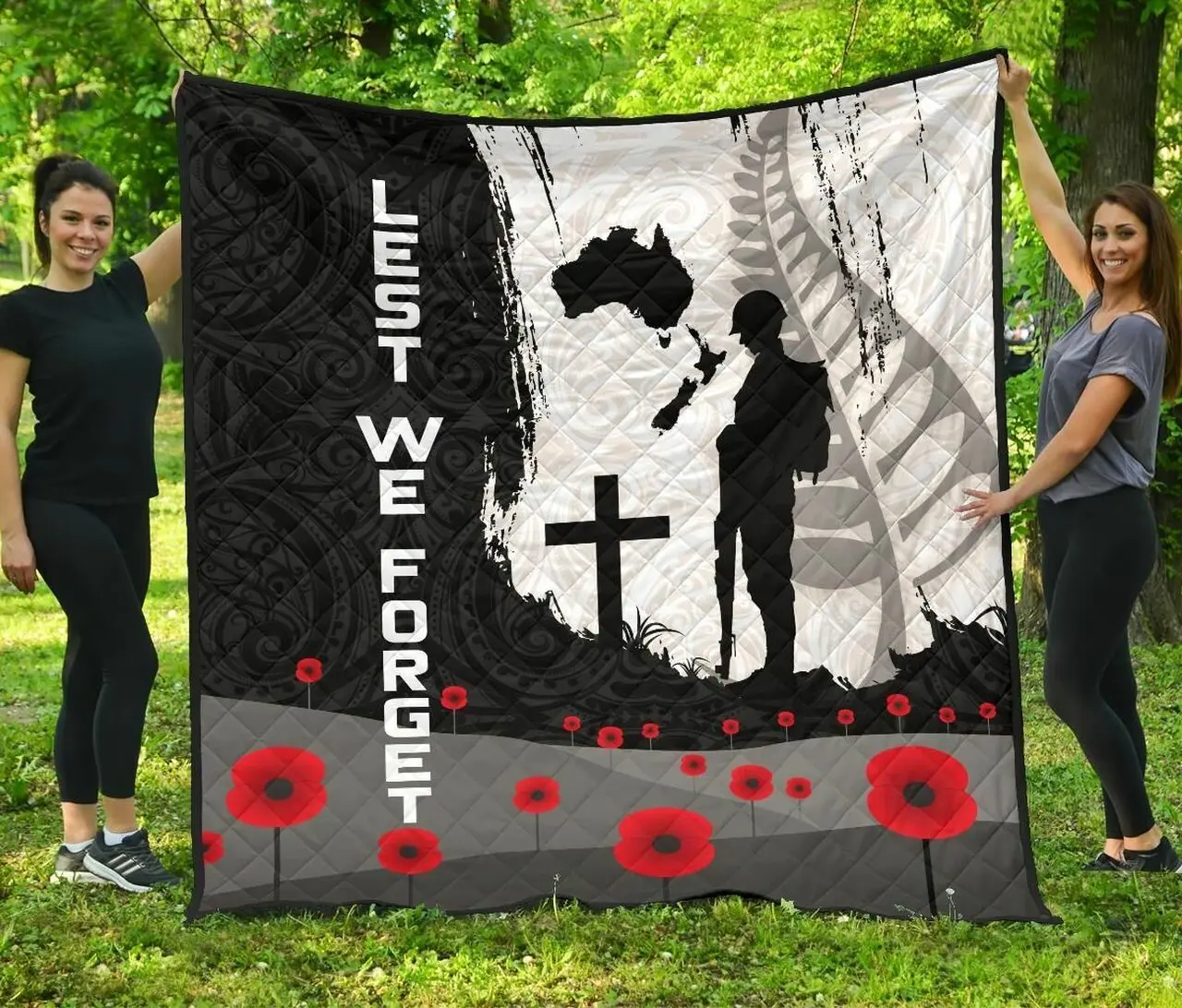 Anzac Day , New Zealand Australia Lest We Forget Jfj Quilt Gp and Home Decor