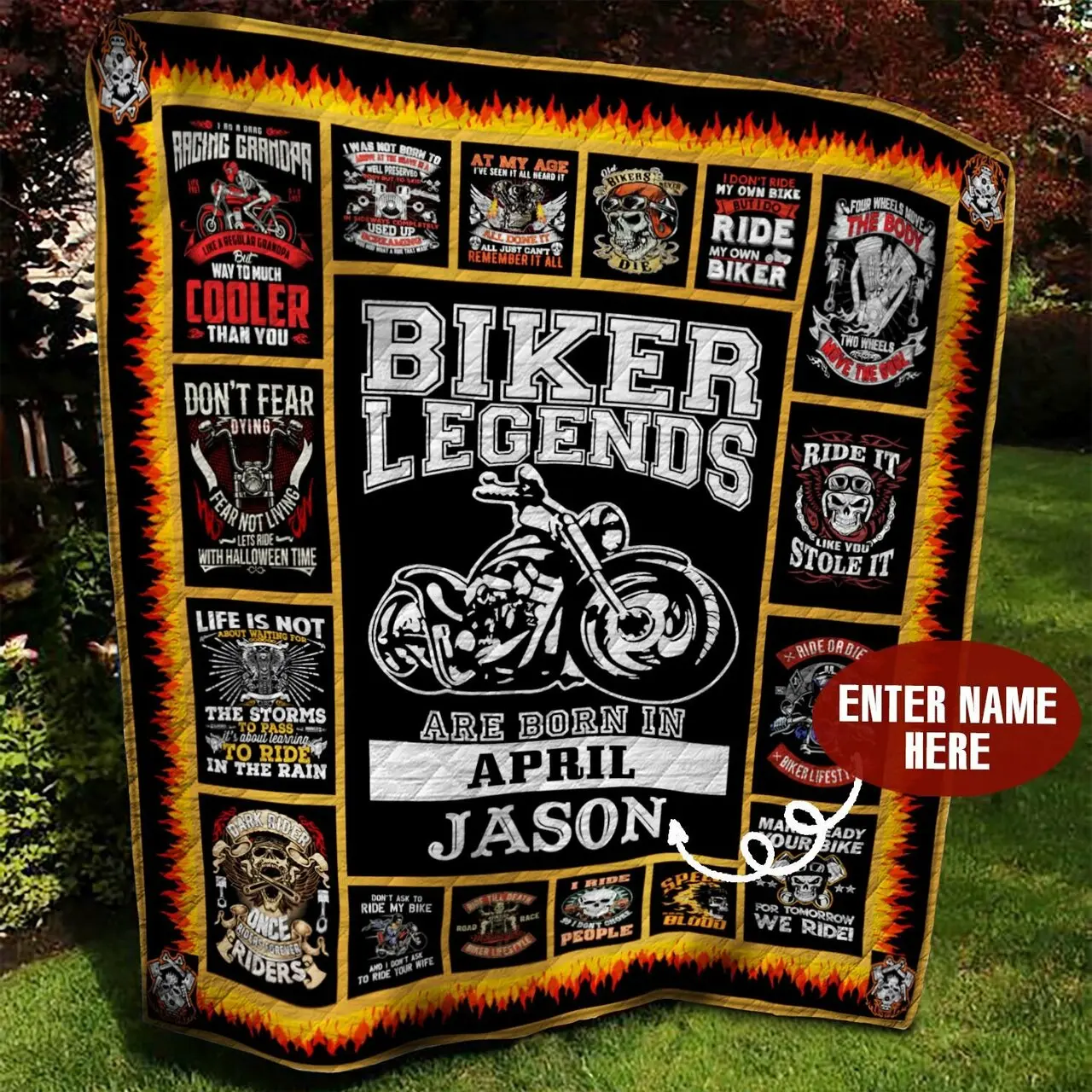 April Biker Personalized Quilt Blanket Bbb290570Sm and Home Decor