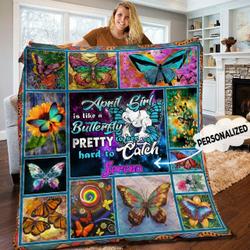 April Butterfly Personalized Quilt Blanket Hhh300533Tn and Home Decor