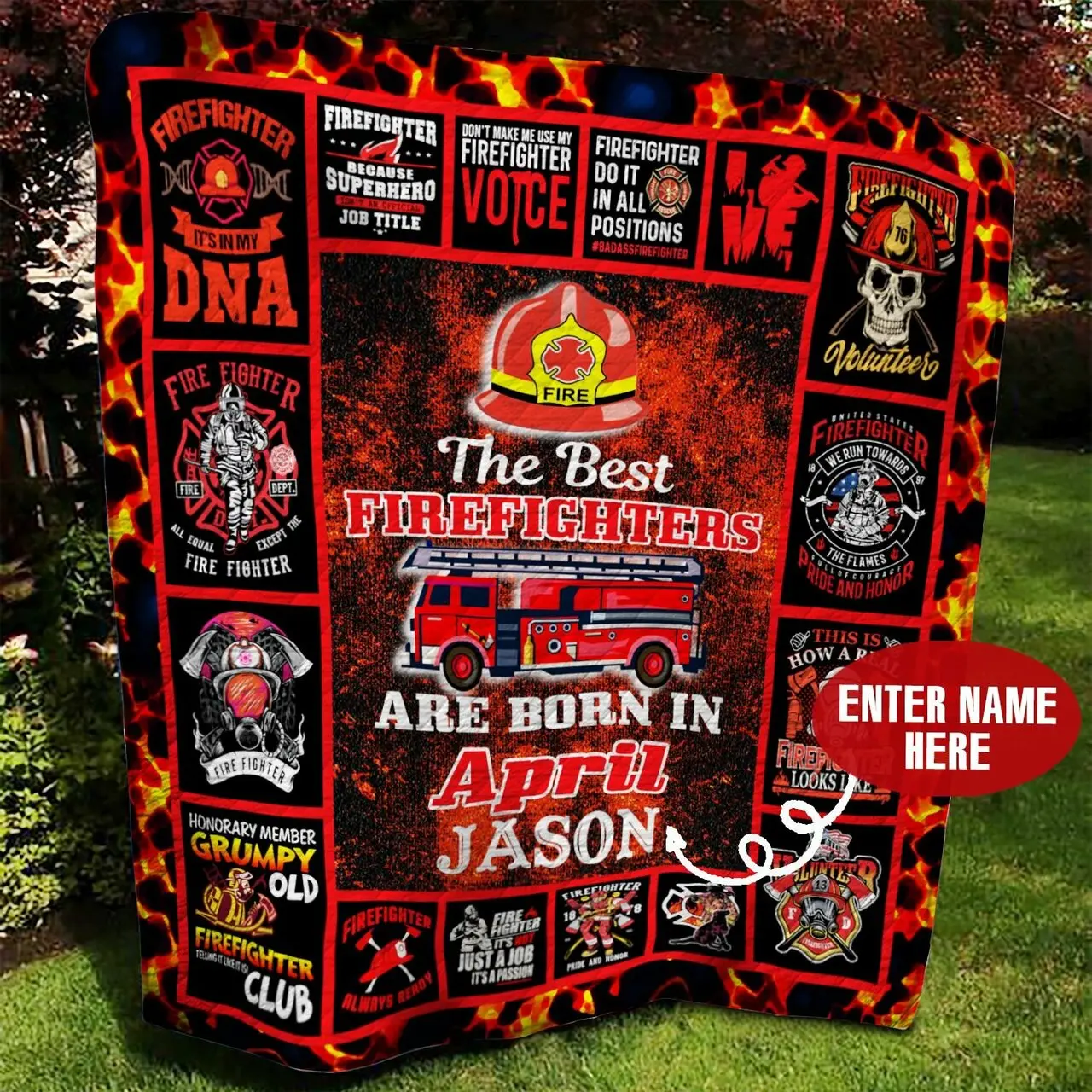 April Firefighter Personalized Quilt Blanket Bbb300532Sm and Home Decor