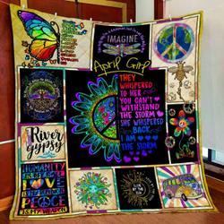 April Girl Hippie Quilt Blanket and Home Decor