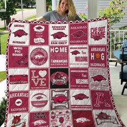 Arkansas Razorbacks Quilt Blanket Fan Made and Home Decor