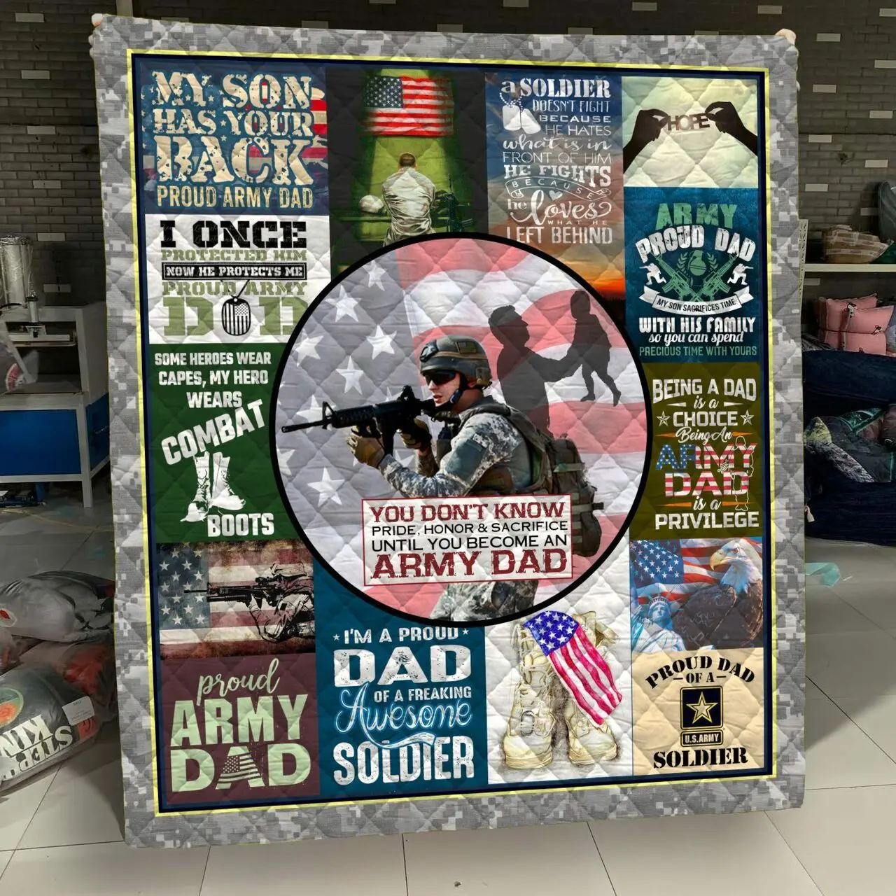 Army Dad Blanket Dql-Qhg0040 Quilt and Home Decor