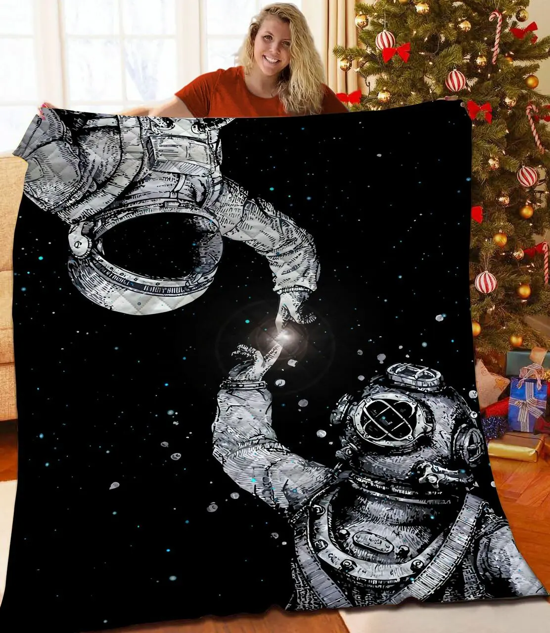 Astronaut Galaxy Jfj Quilt Zd and Home Decor