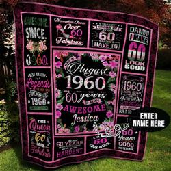 August 1960 Personalized Quilt Blanket Bbb010618Mh and Home Decor