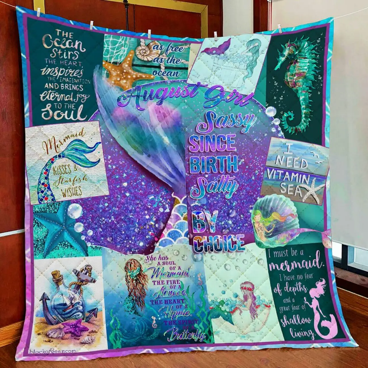 August Girl Salty By Choice Mermaid Quilt Blanket and Home Decor