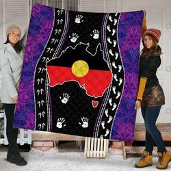 Australia Indigenous Map Purple KL2409060CL Quilt Blanket and Home Decor
