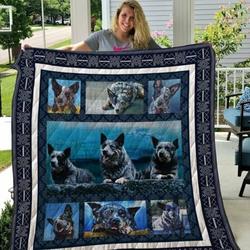 Australian Cattle Dog By The Sea Quilt Blanket Great Customized Blanket Gifts For Birthday Christmas Thanksgiving and Home Decor