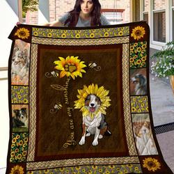 Australian Shepherd Sun Flower Jfj Quilt Zt and Home Decor